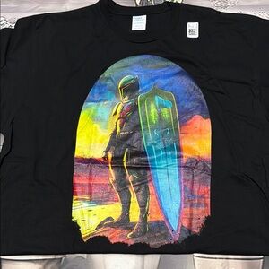 Black T-Shirt with Colorful Graphic of The Mandalorian